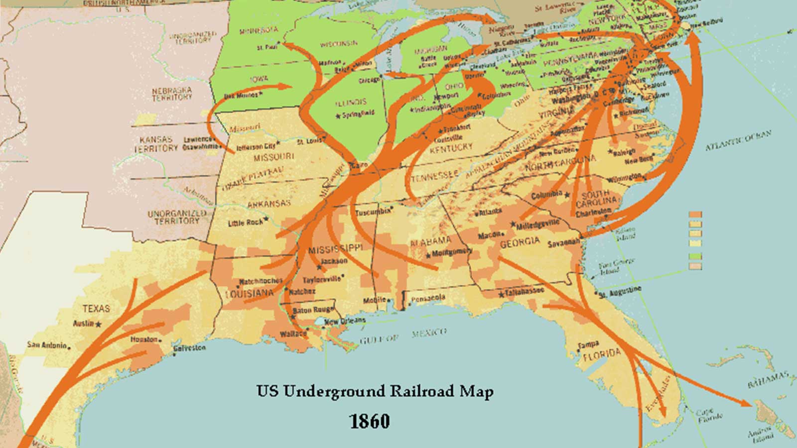 Underground Railroad Map 1860