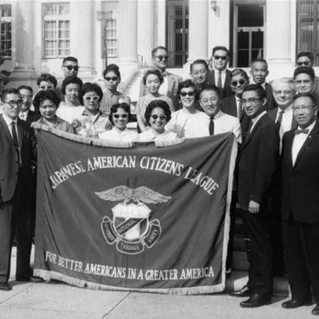 JACL members at the March on Washington, on Aug. 28, 1963. Japanese American Citizens League