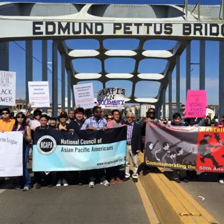 JACL members and other community organizers march in Selma on the 50th anniversary of the freedom march, on March 9, 2013