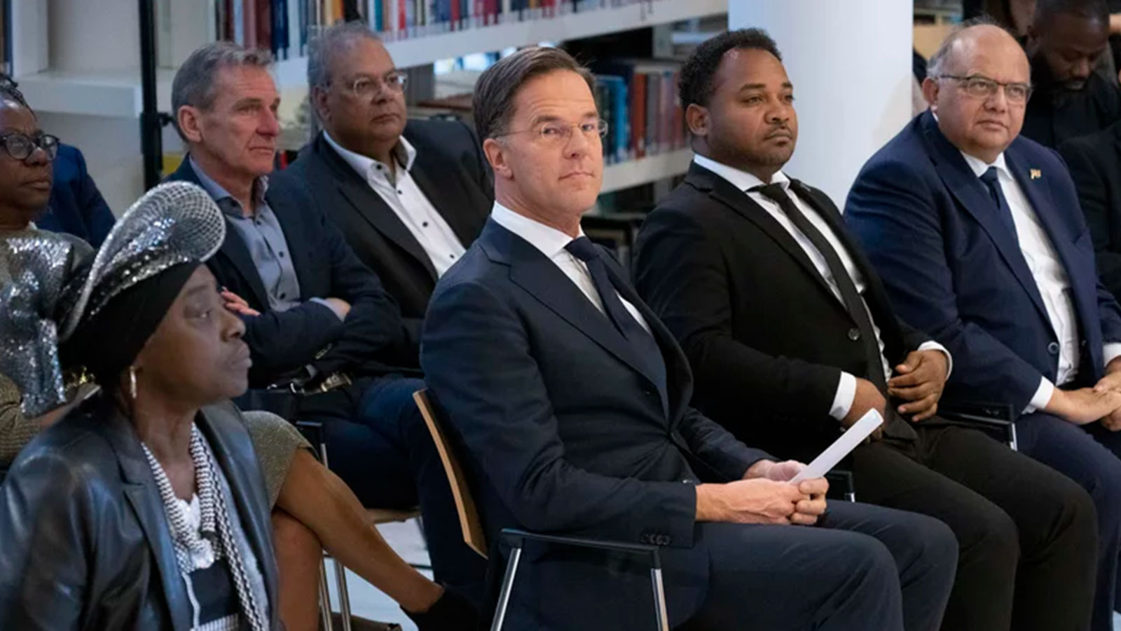 Dutch Prime Minister Mark Rutte, center, apologized on behalf of his government for the Netherlands' historical role in slavery and the slave trade. 