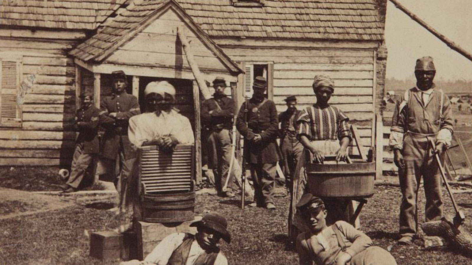 Escaped slaves at a Union general’s headquarters, circa 1862