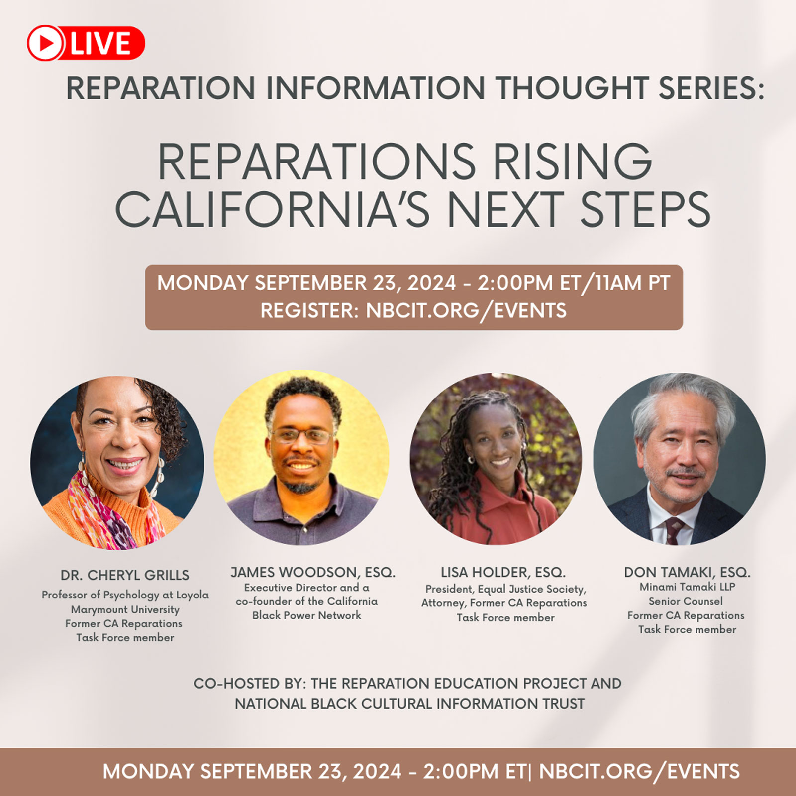 Reparation Information Thought Series - Reparations Rising: California’s Next Steps